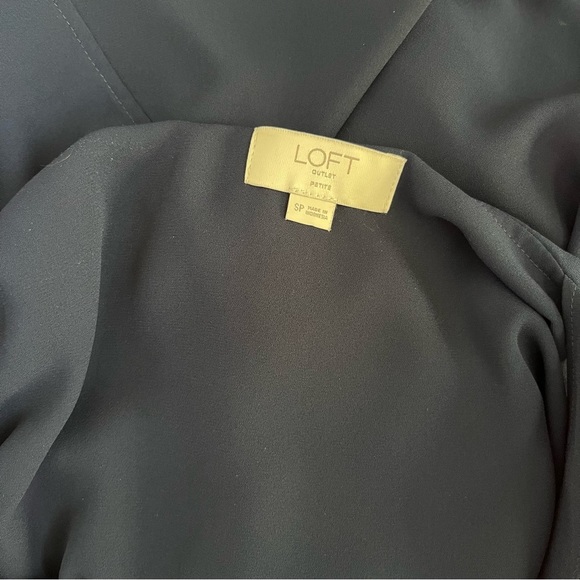 LOFT TIERED SQUARE NECK TANK TOP BOW STRAPS SIZE SMALL PETITE NAVY BLUE - Picture 15 of 16